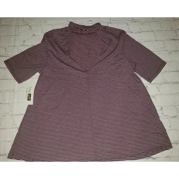Nwt Eye Candy Women's Size Medium Stripe Short Sleeve Shirt With Keyhole Back - Picture 2 of 3